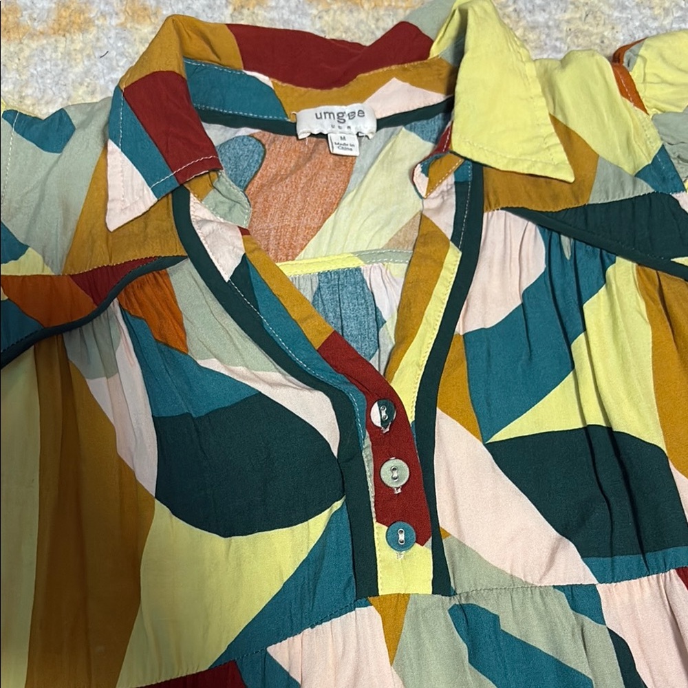 Umgee Multicolor Patchwork Midi Dress - image 2